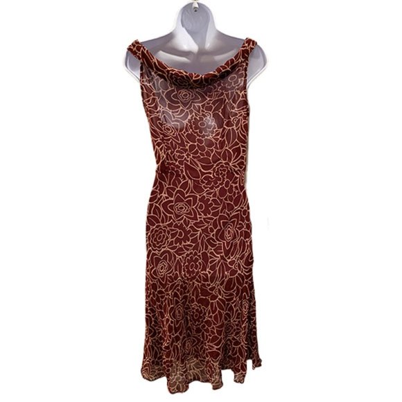 Vintage Anthropologie Odille Y2K Sheer Chiffon Floral Midi Dress, Size 6 - Picture 2 of 8